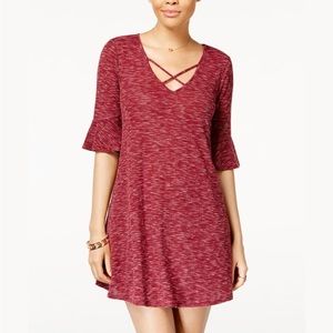 NWT Juniors' Bell-Sleeve Crisscross-Neck Dress